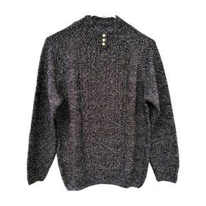 NEW Karen Scott Women's Petite L Imitation-Pearl Button Sweater Black MSRP $39
